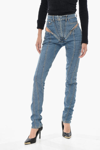 Skinny-Jeans Mit Hoher Taille Und Reißverschlussdetail