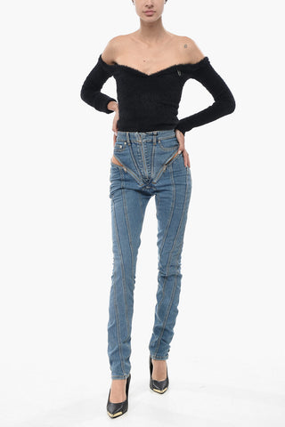 Skinny-Jeans Mit Hoher Taille Und Reißverschlussdetail