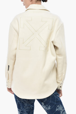 Cappotto Overshirt in Panno con Bottoni a Pressione