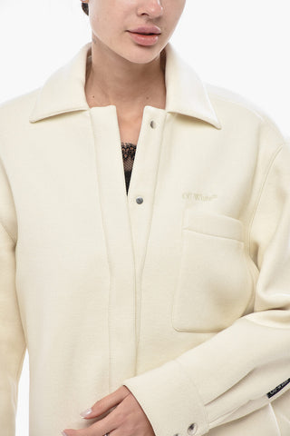 Cappotto Overshirt in Panno con Bottoni a Pressione