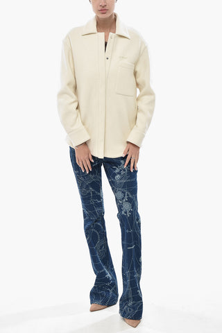 Cappotto Overshirt in Panno con Bottoni a Pressione