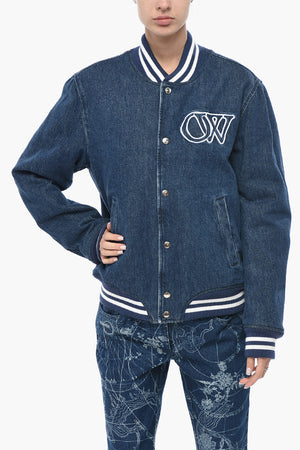 데님 봄버 VARSITY 자수 로고