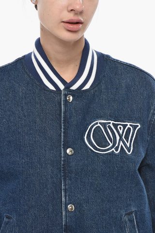 Denim Bomber VARSITY with Embroidered Logo