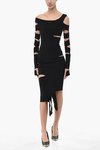 Knit Sheath Dress with All-Over Cut-outs