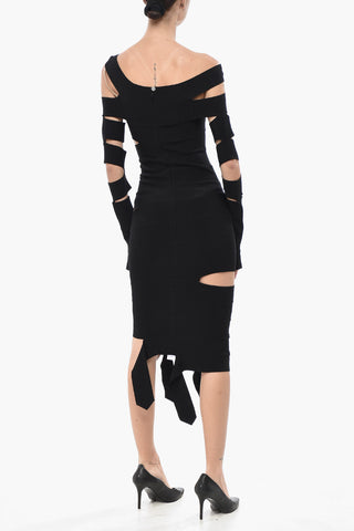 Knit Sheath Dress with All-Over Cut-outs