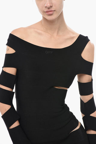Knit Sheath Dress with All-Over Cut-outs