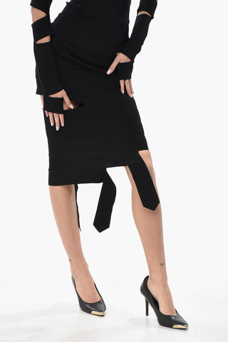 Knit Sheath Dress with All-Over Cut-outs