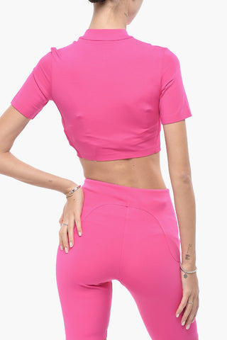 THLEISURE Cropped-T-Shirt Aus Technischem Material Mit Frontreißverschluss