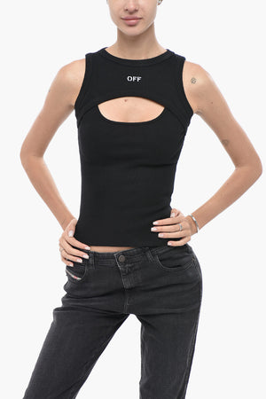Top Aus Gerippter Baumwolle Mit Cut-Out