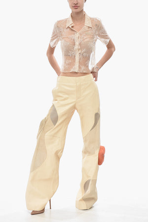 SEASONAL Palazzo-Hose CANDLE aus Leder mit aufgesetzten Taschen