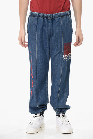 Jogger Fit Jeans with Print and Elastic Cuffs