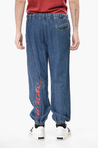 Jogger Fit Jeans with Print and Elastic Cuffs