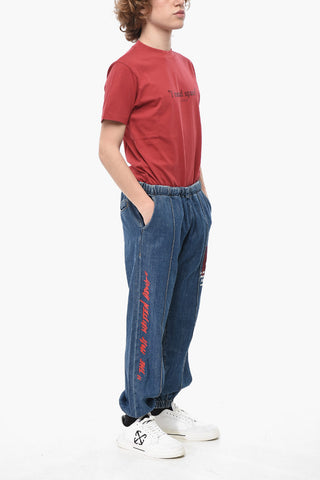 Jogger Fit Jeans with Print and Elastic Cuffs