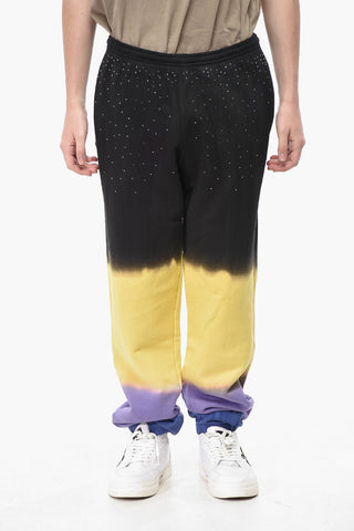 Joggers aus Baumwolle im Tie-Dye-Degradé mit Strass