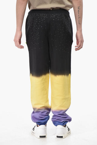 Joggers aus Baumwolle im Tie-Dye-Degradé mit Strass