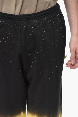 Joggers aus Baumwolle im Tie-Dye-Degradé mit Strass