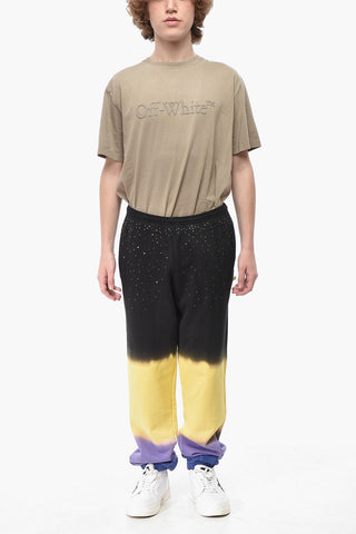 Joggers aus Baumwolle im Tie-Dye-Degradé mit Strass