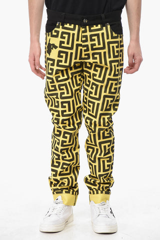 POKEMON Two-Tone Jeans with Turn-Up Hem and All-Over Monogram 17cm
