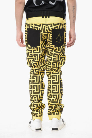 POKEMON Two-Tone Jeans with Turn-Up Hem and All-Over Monogram 17cm