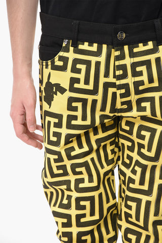 POKEMON Two-Tone Jeans with Turn-Up Hem and All-Over Monogram 17cm