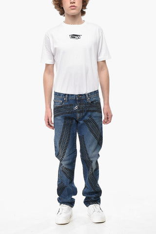 Skinny Fit Jeans CUT HERE with 15cm Print