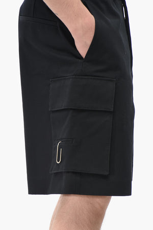 Shorts Cargo in Cotone Twill con Chiusura Nascosta