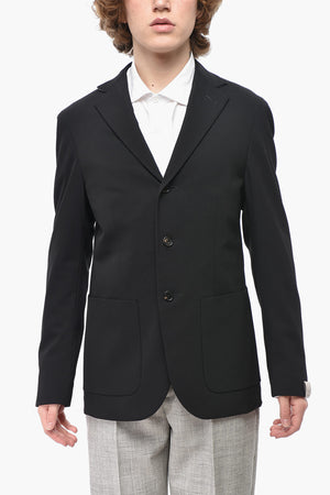 CIRCLE Wool Blend Twill Blazer with Patch Pockets