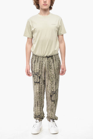 Joggers in Cotone Garzato con Motivo Camouflage