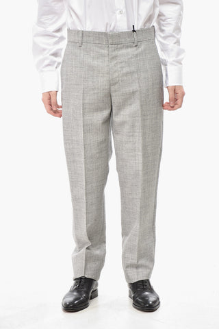 Virgin Wool Blend Trousers with Belt Loops