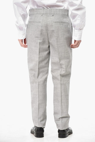 Virgin Wool Blend Trousers with Belt Loops