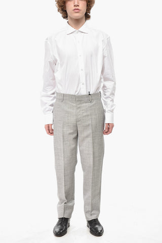 Virgin Wool Blend Trousers with Belt Loops