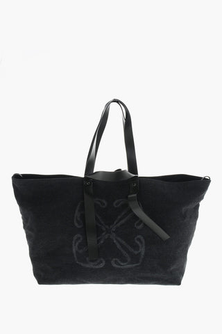 Denim Maxi Shoulder Bag DAY OFF with Flower Print
