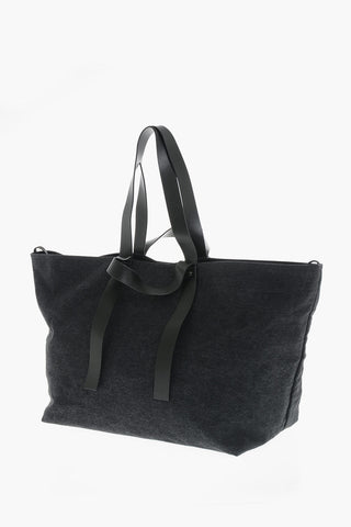 Denim Maxi Shoulder Bag DAY OFF with Flower Print