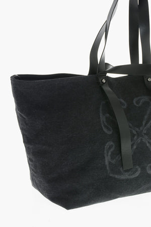 Denim Maxi Shoulder Bag DAY OFF with Flower Print