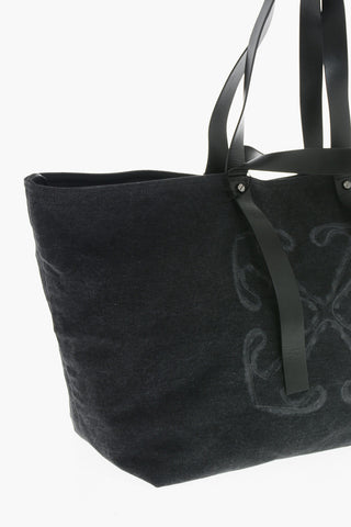 Denim Maxi Shoulder Bag DAY OFF with Flower Print
