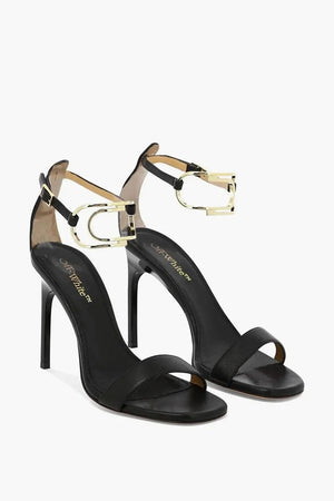 Leather Ankle Strap Sandals PAPERCLIP with 10cm Heel