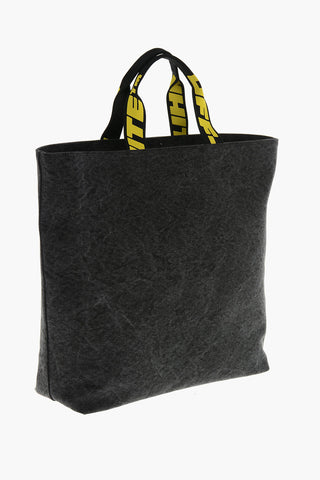 Tote Bag HARD CORE aus Denim mit kontrastierendem Print