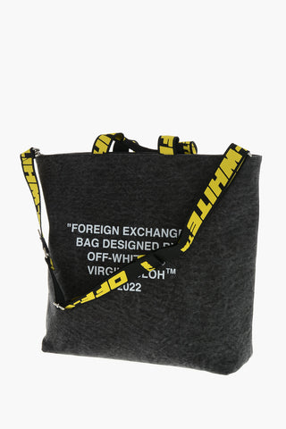 Tote Bag HARD CORE aus Denim mit kontrastierendem Print