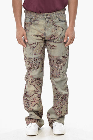 SEASONAL Printed Denim Jeans TAPEST With 25cm Embroidery