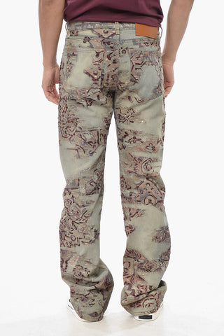 SEASONAL Printed Denim Jeans TAPEST With 25cm Embroidery