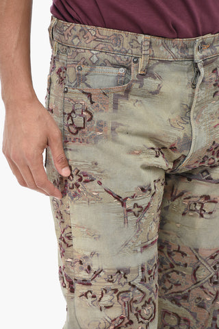 SEASONAL Jeans in Denim Stampato TAPEST con Ricami 25cm