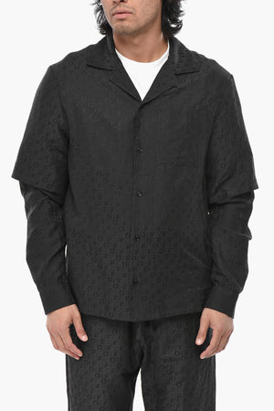 Camicia in Misto Seta Jacquard con Design Doppio Tessuto