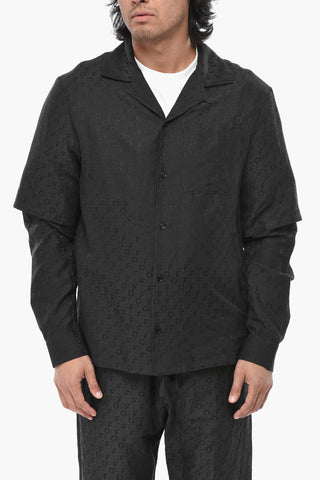 Silk Blend Jacquard Shirt With Double-Fabric Design