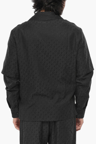 Silk Blend Jacquard Shirt With Double-Fabric Design