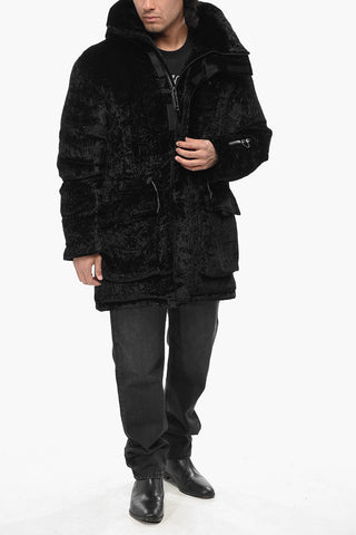 Gepolsterte Veloursjacke mit Kordelzug in der Taille