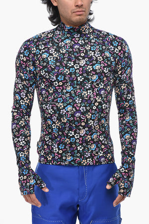 SEASONAL Top a Maniche Lunghe 2ND SKIN con Motivo Floreale