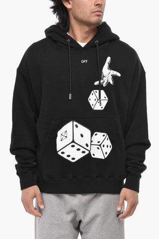 Angerauter Baumwoll-Hoodie DICES SKATE Mit Print