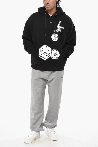 Angerauter Baumwoll-Hoodie DICES SKATE Mit Print