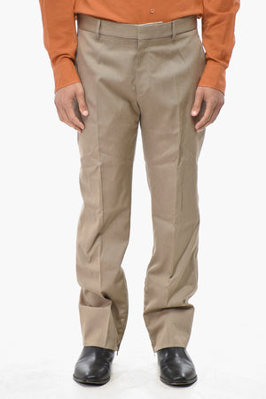 Wool Twill 4-Pocket Trousers with Embroidered Logo