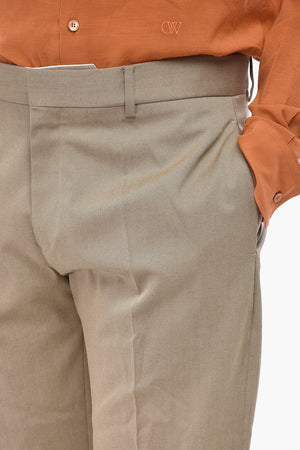 Wool Twill 4-Pocket Trousers with Embroidered Logo